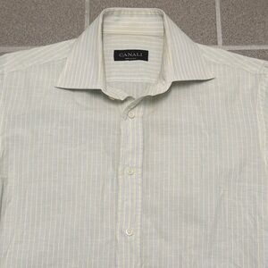 Canali Slub Stripe Cotton/Linen Blend Shirt Made in Italy